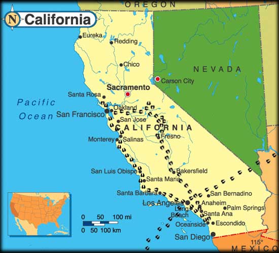 Californian map with trotters